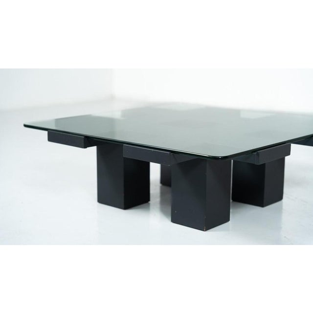 Square Coffee Table in Wood and Glass, Italy, 1960s For Sale - Image 3 of 10