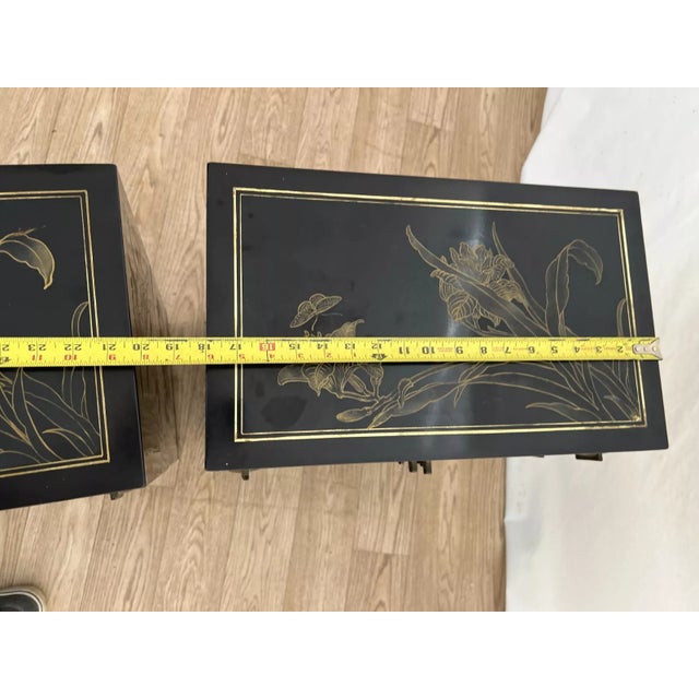 1950s Pair Mid Century Stacking Chinoiserie Bedside Cabinets Nightstands Six Pieces Chinese For Sale - Image 10 of 12