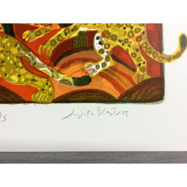 Modern Mid Century Modern Unframed Leap of Leopards Judith Bledsoe Signed Lithograph For Sale - Image 3 of 5