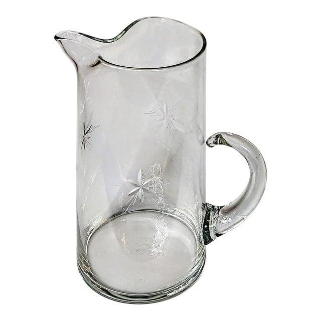Vintage Cut Glass Starburst Pitcher For Sale