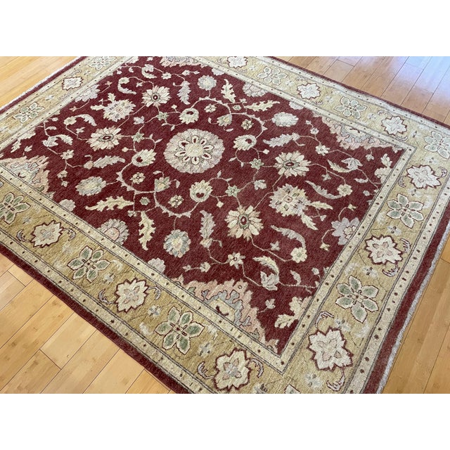 2000 - 2009 Boho Chic Sultanabad Design Afghan Hand‑Knotted Wool Rug – 6′2″ × 7′8″ For Sale - Image 5 of 10
