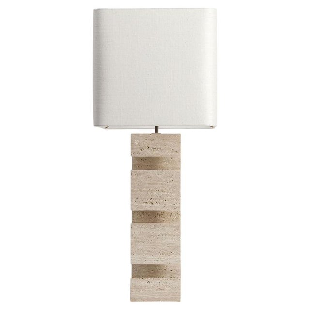 Dorse Travertine Table Lamp by Studio Karen B For Sale - Image 13 of 13