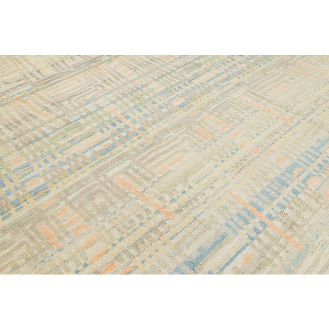 Modern Abstract Geometric Hand-Knot Wool Area Rug in Pastel Pastel Neutral Tones For Sale - Image 11 of 12