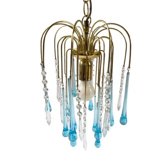 Vintage Murano-Style Blue Glass Teardrop Waterfall Chandelier, C. 1970 For Sale