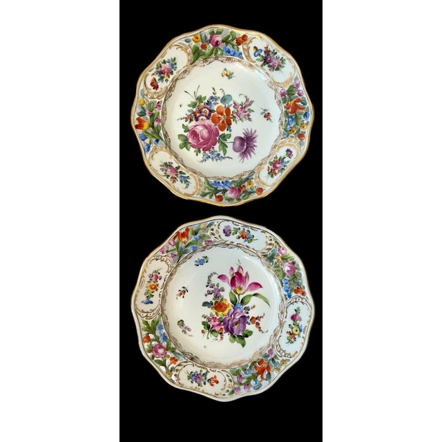 Early 20th Century Early 20th Century 6 Carl Thieme Dresden Floral Reticulated Salad Dessert Plates 73/4” Hand Painted For Sale - Image 5 of 7
