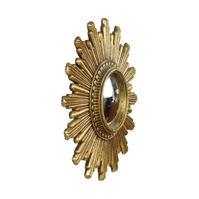 Mid-Century Modern Vintage Gilt Sunburst Mirror, 1960s For Sale - Image 3 of 14