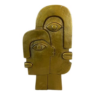 Currey & Company Modern Picasso Style Gold Metal Vaes For Sale