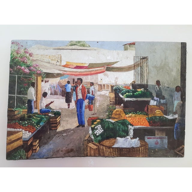 Mid Century Latino Mexico Market Painting For Sale - Image 4 of 16