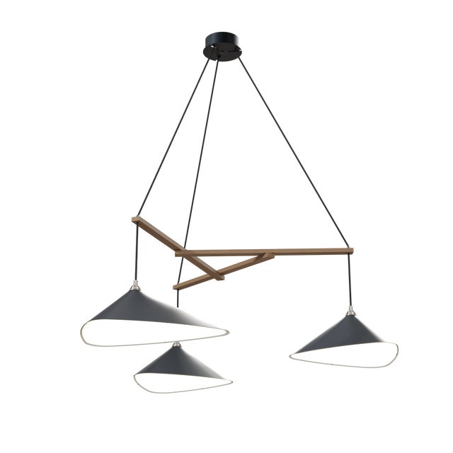 Not Yet Made - Made To Order Emily Group of Three Chandelier Light in Anthracite Semi-Matte by Daniel Becker for Moss Objects For Sale - Image 5 of 5