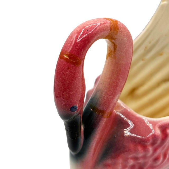 Mid 20th Century California Pottery Ceramic Tropical Pink Flamingo Planter For Sale In Los Angeles - Image 6 of 7
