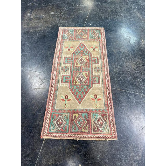 Turkish Mini Rug Oriental Hand Knotted Vintage Rug 1'7" x 3'7" #17889 Explore a curated collection of hallway runners,...