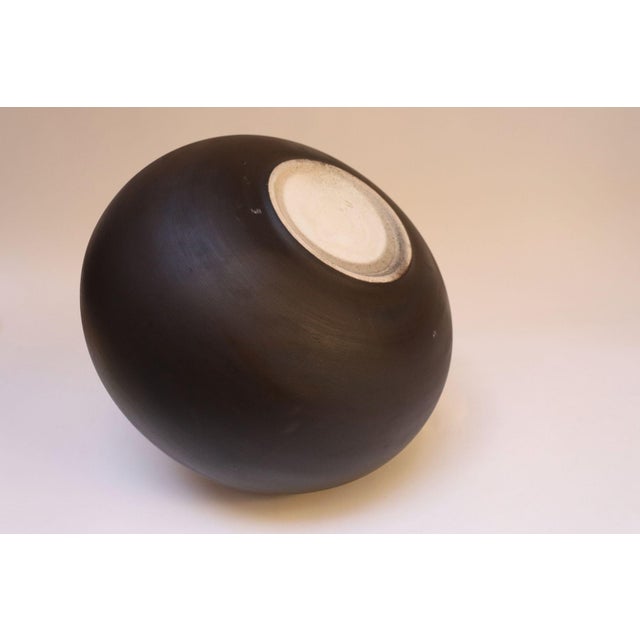 Mid-Century Modern Vintage Italian Oversized Ceramic Vase With Blue and Yellow Glazed Banding For Sale - Image 3 of 12