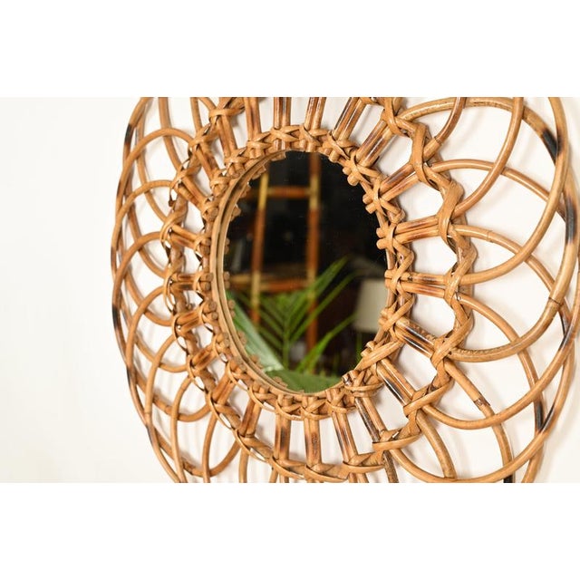 Round Organic Mirror in Rattan and Wicker by Franco Albini, Italy, 1960s For Sale - Image 10 of 13