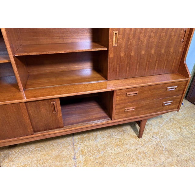 Wood Mid-Century Modern Danish Style Teak Highboard attributed to Elliotts of Newbury, 1960s For Sale - Image 7 of 13