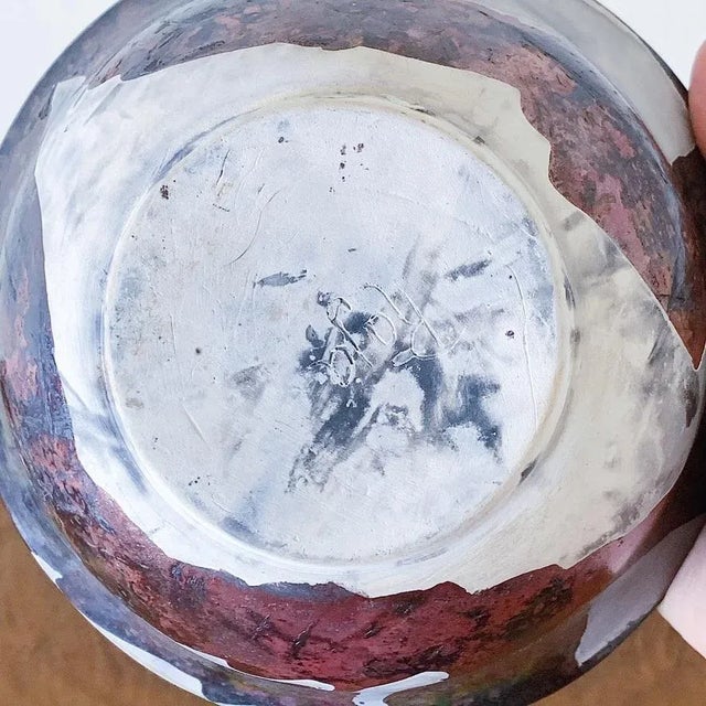 Mid-Century California Pottery Bowl in Raku Glaze For Sale - Image 4 of 5