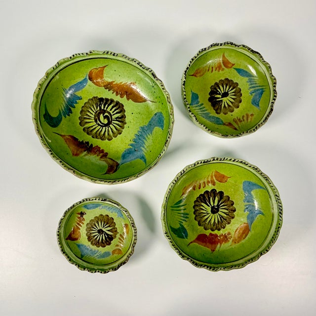 1950s 1950s Vintage Mexican Southwestern Folk Art Tlaquepaque Pottery Serving Bowls - Set of 4. For Sale - Image 5 of 12