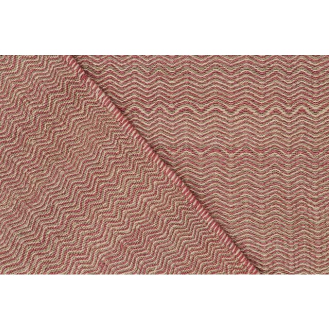 Textile Rug & Kilim’s Contemporary Kilim Rug in Pink and Beige Chevrons For Sale - Image 7 of 7