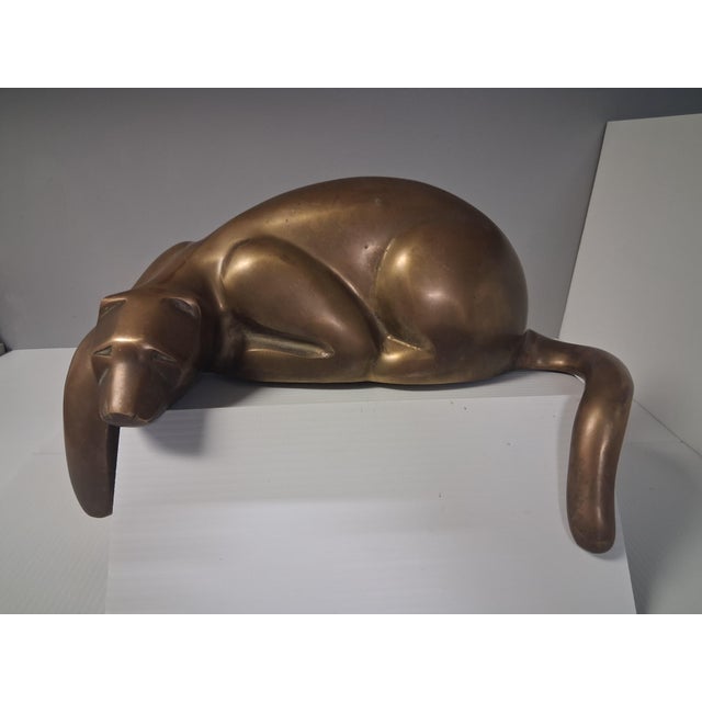 1980s Vintage 1980s Dolbi Cashier Brass Panther Statue For Sale - Image 5 of 9