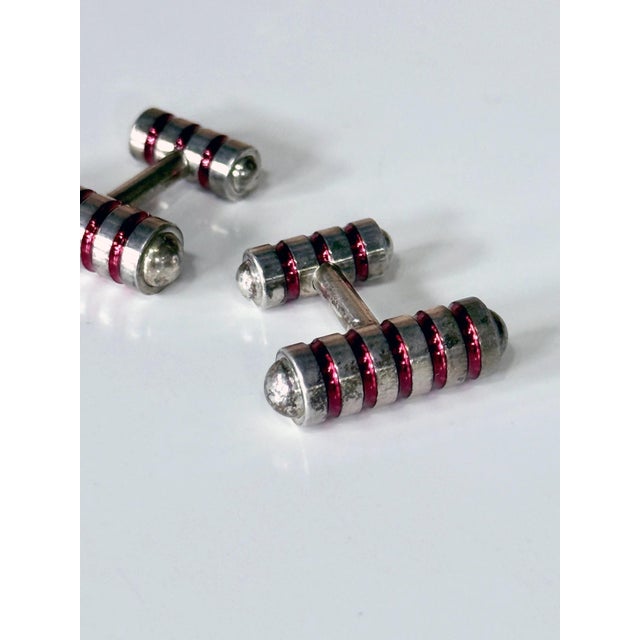 Pair of Sterling Silver and Enamel Cuff Links Paloma Picasso forTiffany & Co. For Sale - Image 10 of 11