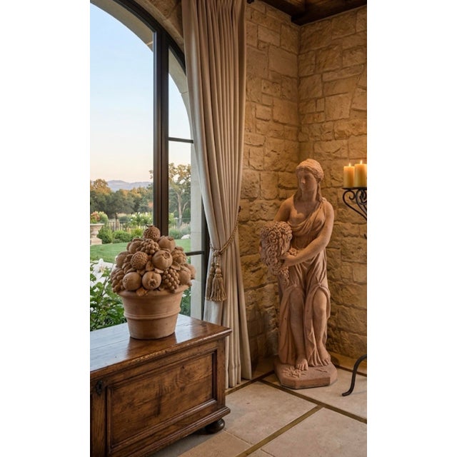 Vintage Neoclassical Terracotta Garden Statue of Flora For Sale - Image 12 of 12