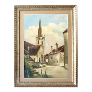 Midcentury French Village Church Scene