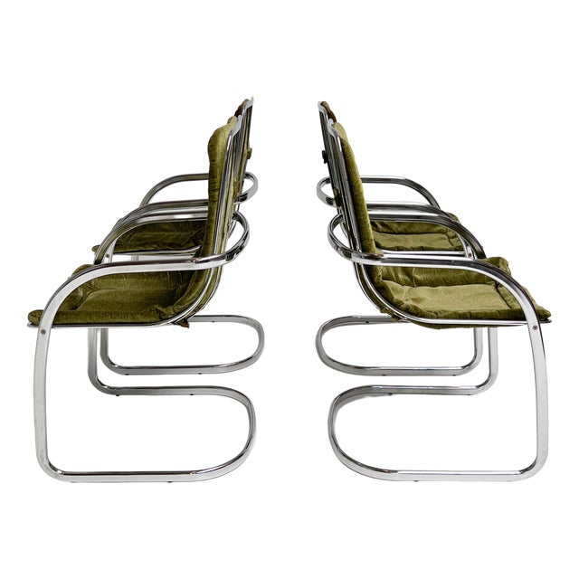 Vintage Chrome Wire Chairs by Gastone Rinaldi for Rima, 1960s, Set of 4 For Sale