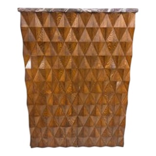 Brutalist Wood and Rosso Levanto Marble Cabinet For Sale