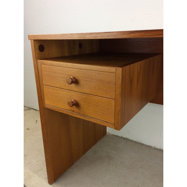 Brown Danish Modern Teak Writing Desk With Two Drawers For Sale - Image 8 of 12