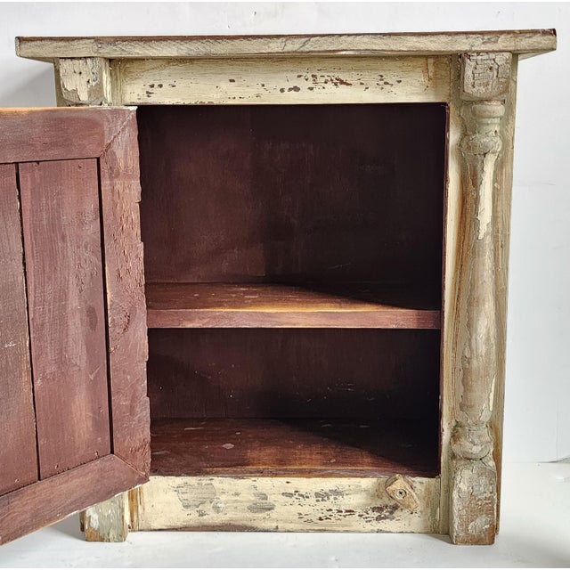Vintage Primitive Farmhouse Style Distressed Finish Cabinet For Sale - Image 13 of 15