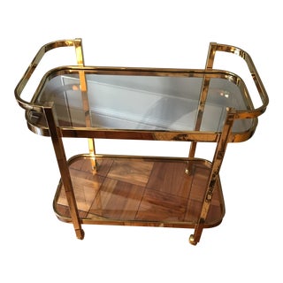 Mid-Century Brass Bar Cart For Sale