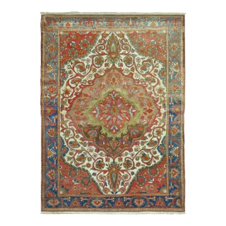 Superfine Handmade Antique Persian Malayer Connoisseur Level Ivory Field Rug - 3'5" x 4'6" For Sale