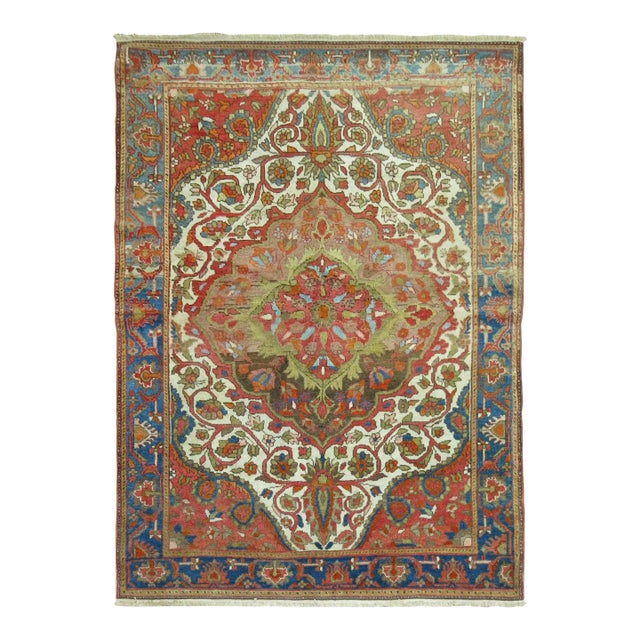 Superfine Handmade Antique Persian Malayer Connoisseur Level Ivory Field Rug For Sale