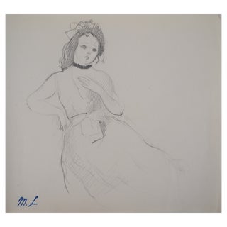Marie Laurencin, Girl in Dress, Original Pencil Drawing For Sale