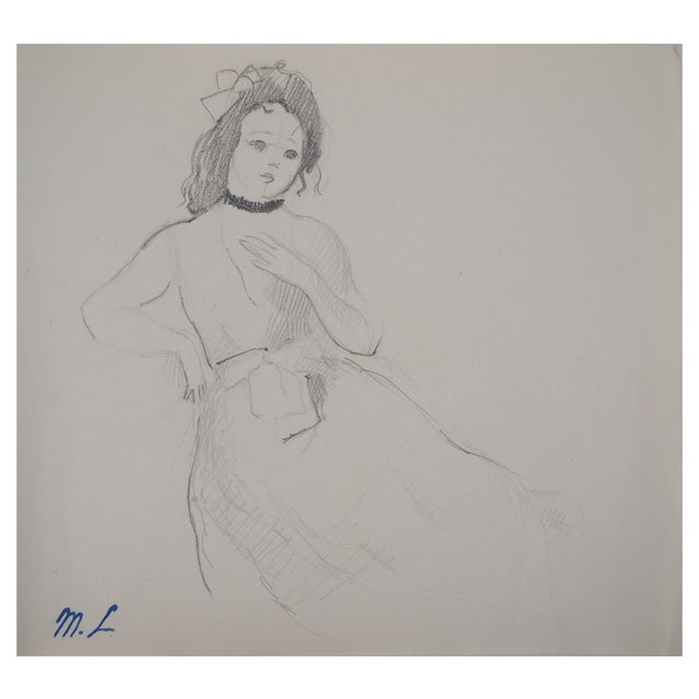 Marie Laurencin, Girl in Dress, Original Pencil Drawing For Sale