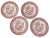 English Ironstone Tableware Kingswood Lunch or Dinner Plates. Pink. S/4. 9 5/8”. Made in England. Each plate features a...