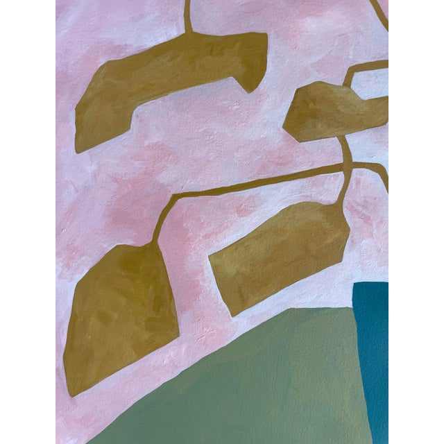 Contemporary 2025 "Ampia" Contemporary Botanical Painting on Cotton Paper by Artist r.k. Red For Sale - Image 3 of 4