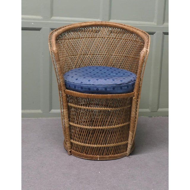 A French Tiki Style 1960s Woven Bamboo Tub Chair This is a delightful piece of Retro Chic, petite and comfortable , it...
