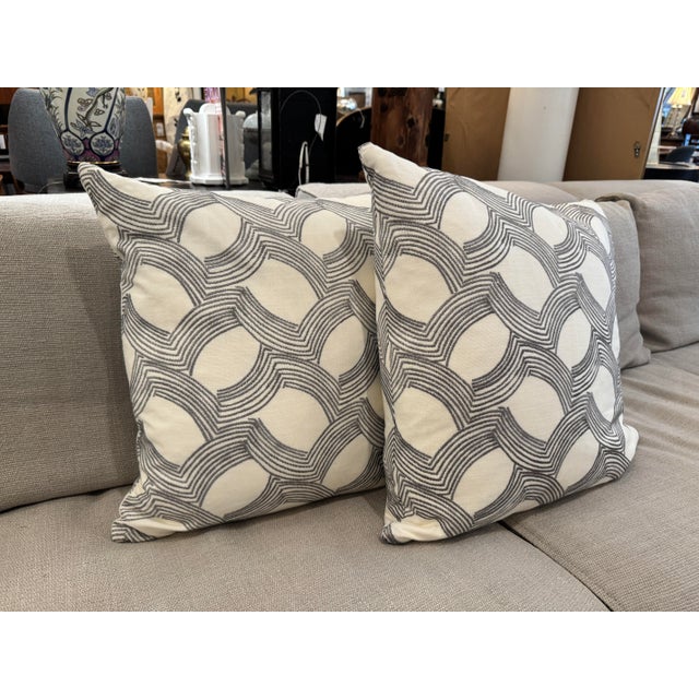 Design Plus Gallery presents a Pair of Veer Throw Pillows by Thom Filicia Home for Eastern Accents. The pillows have a...