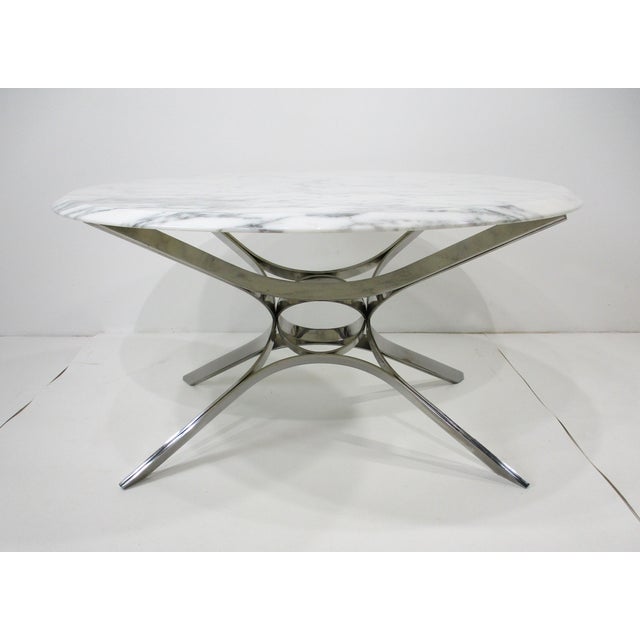 Dunbar Furniture Dunbar Sculptural Marble Chrome Coffee Table by Roger Sprunger For Sale - Image 4 of 12