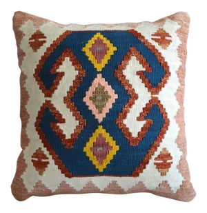 Turkish Flat Weave Rug Kilim Pillow Silk Cushion Cover Throw Pillow - 16″ X 16″