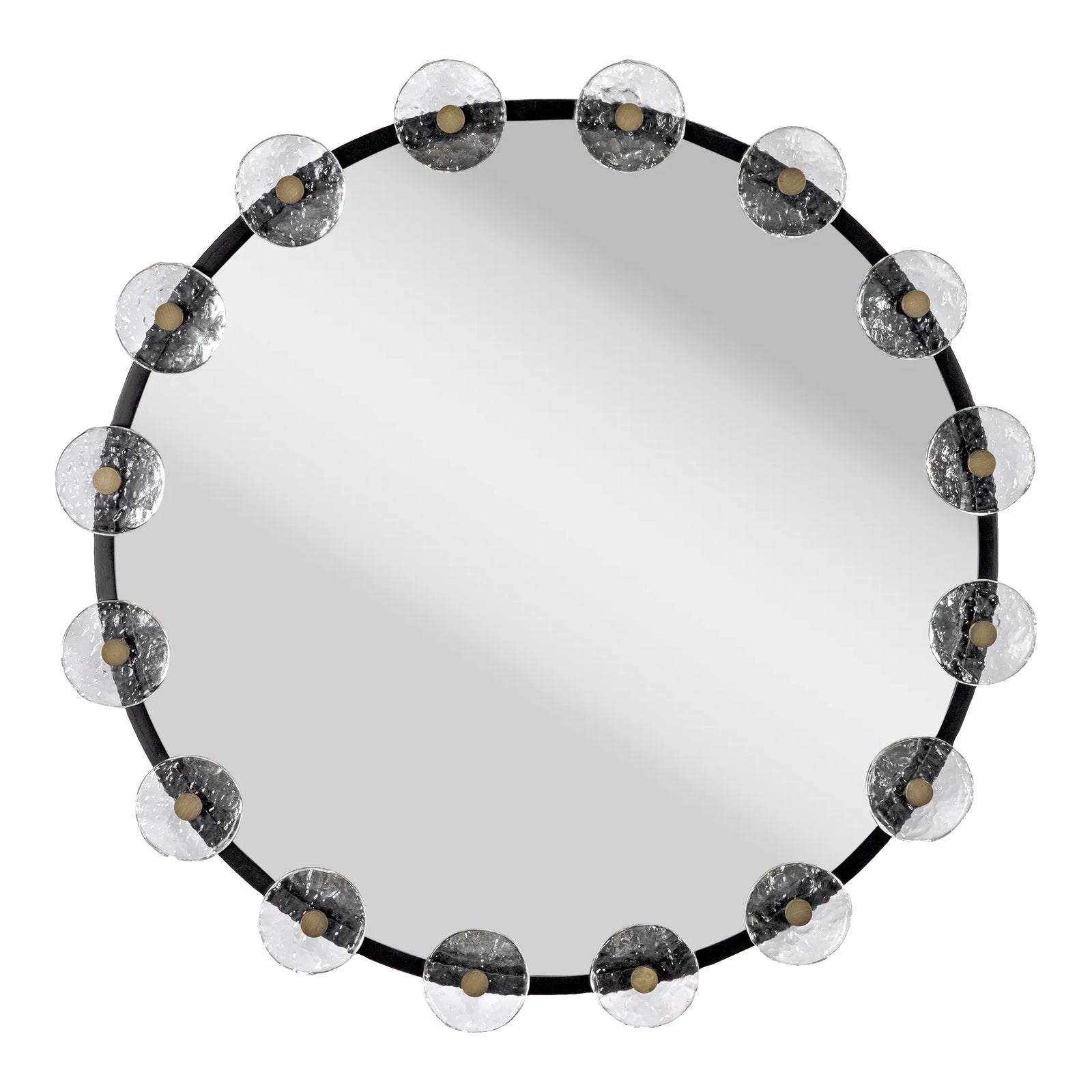 NOIR Moira Mirror with Glass Details, Black Metal | Chairish