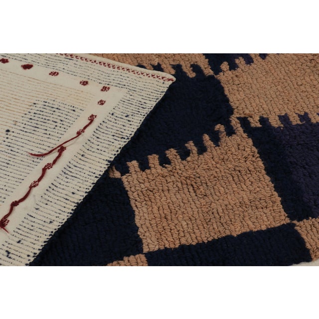 Blue Vintage Turkish Tulu Rug, Blue and Brown Geometric Pattern - Rug & Kilim For Sale - Image 8 of 8
