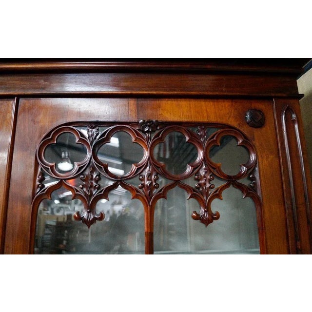 Large Victorian Gothic Rosewood and Glass Bookcase, 1880s For Sale - Image 6 of 18