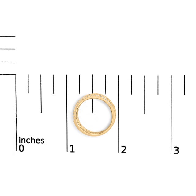 Metal 10K Yellow Gold 1/5 Cttw Diamond Two Row Cuban Link Ring (I-J Color, I2-I3 Clarity) - Size 9 For Sale - Image 7 of 7