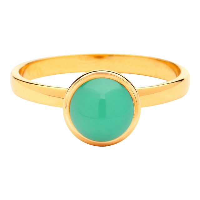 Syna Yellow Gold Small Chrysoprase Ring For Sale