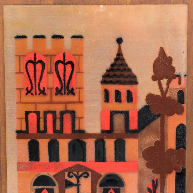 Judith Daner Enamel Artwork Wall Panel Cityscape, a pair For Sale - Image 12 of 17