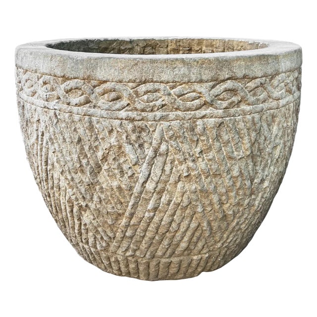 Large Granite Zig Zag Planter For Sale