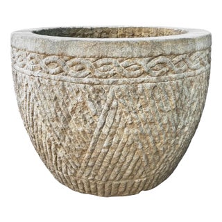 Large Vintage Granite Zig Zag Planter For Sale