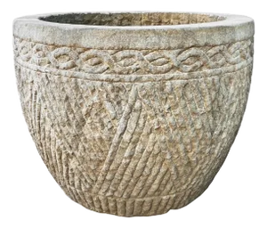 Large Vintage Granite Zig Zag Planter
