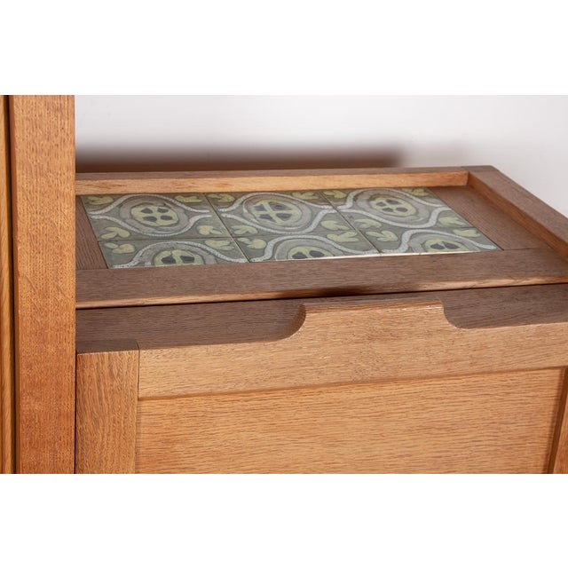 Double Buffet in Oak with Earthenware Tiles by Boleslaw Danikowski for Guillerme et Chambron / Votre Maison, 1960s For Sale - Image 10 of 18